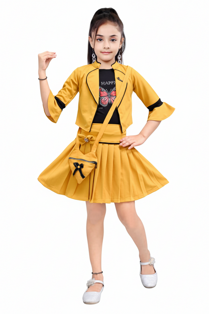 Girls’ 3-Piece Skirt, Top & Jacket Set