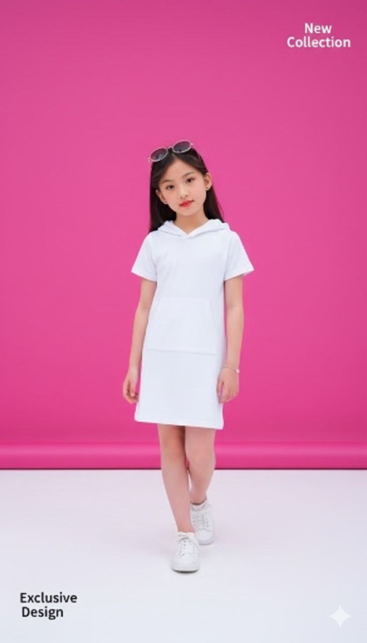 Girls White Hoodie Casual Dress