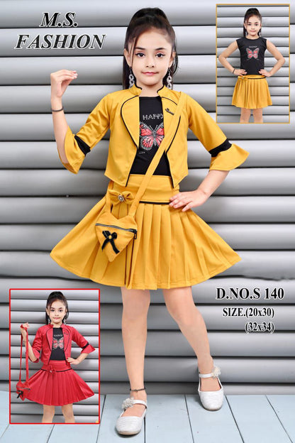 Girls’ 3-Piece Skirt, Top & Jacket Set